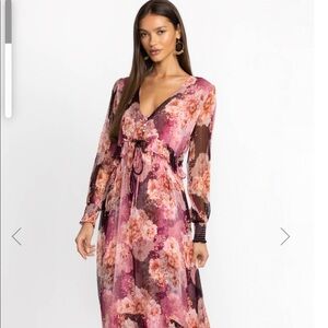 Johnny Was Carina silk dress pink size medium maxi